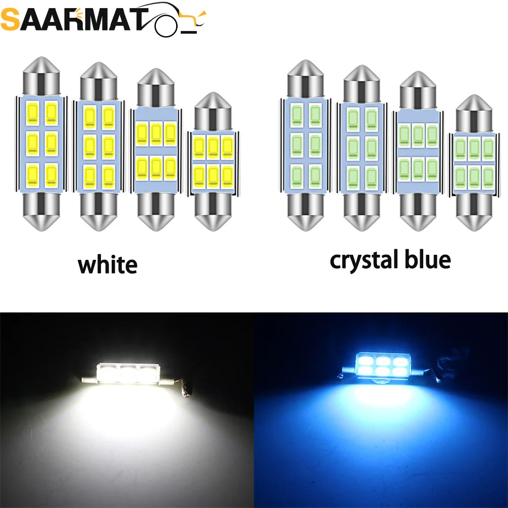 4Pcs C5W Led Car Festoon-31mm 36mm 39mm 42mm for Car License Plate Lights Reading Bulb White Crystal Blue Colors