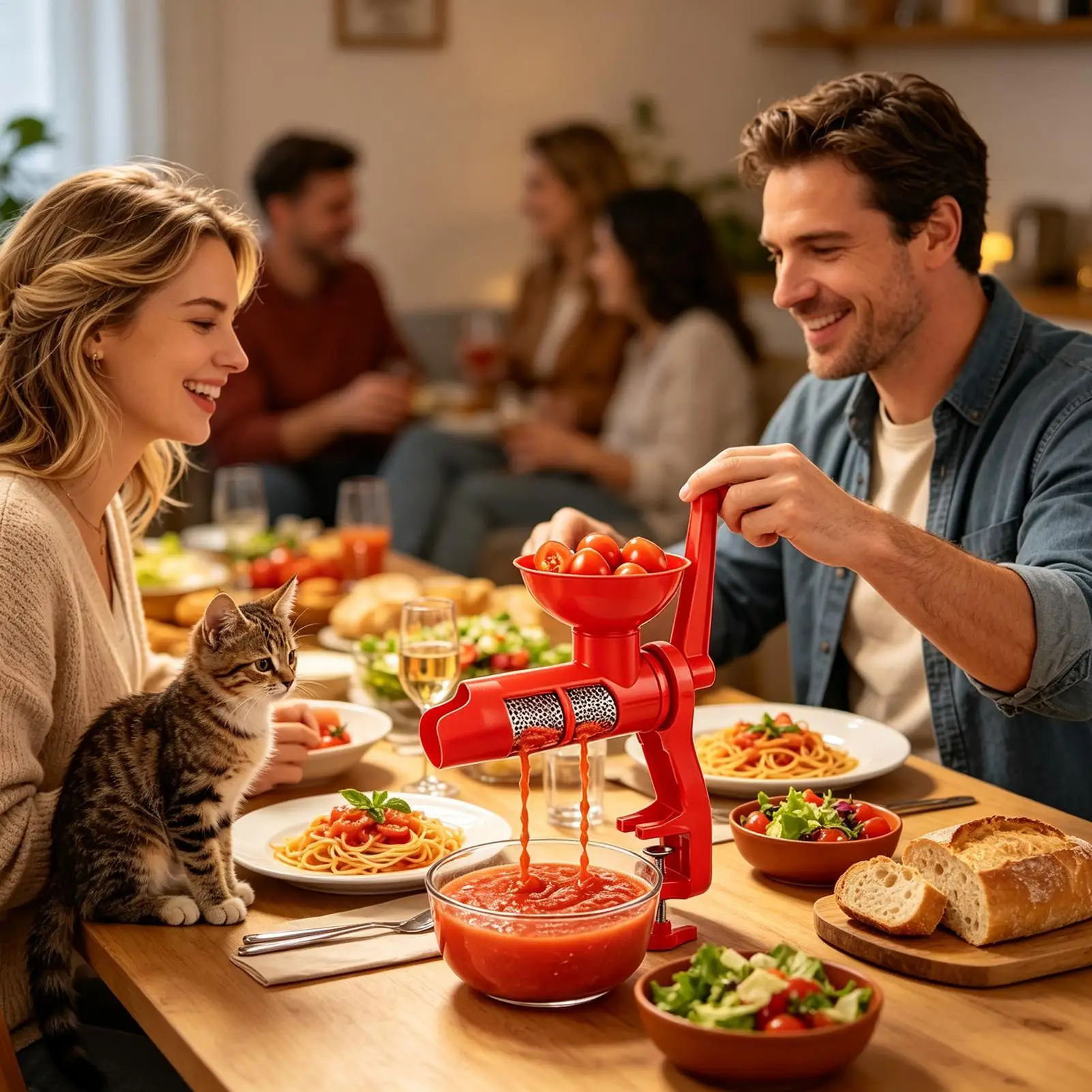 Tomato Juicer Hand Crank Food Processor Kitchen Tool with Filter Tomato Sauce Maker for Purees Juices Jams Fruits Vegetables