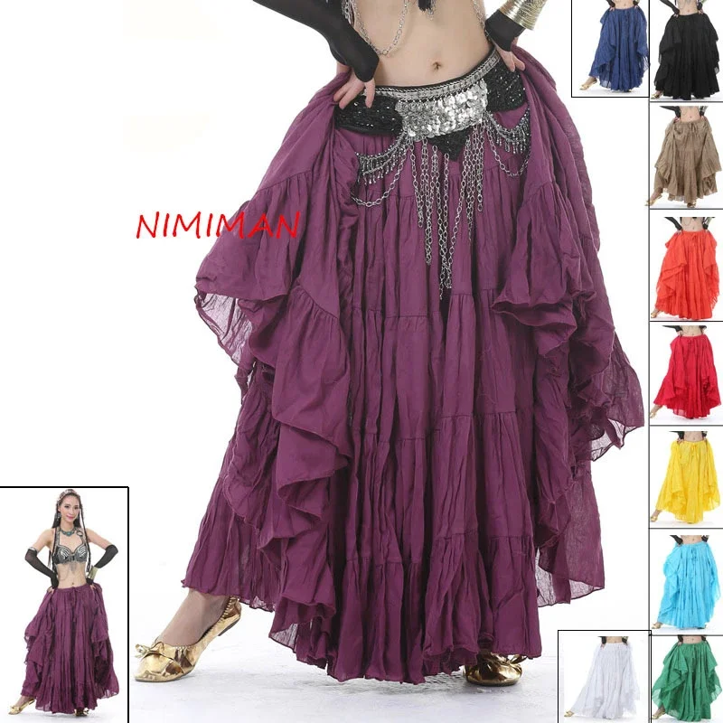 

Women Belly Dance Long Gypsy Skirt Stage Linen ATS Tribal Skirts Adult 12 Colors Belly Dancing Performance Skirts 12 Colors