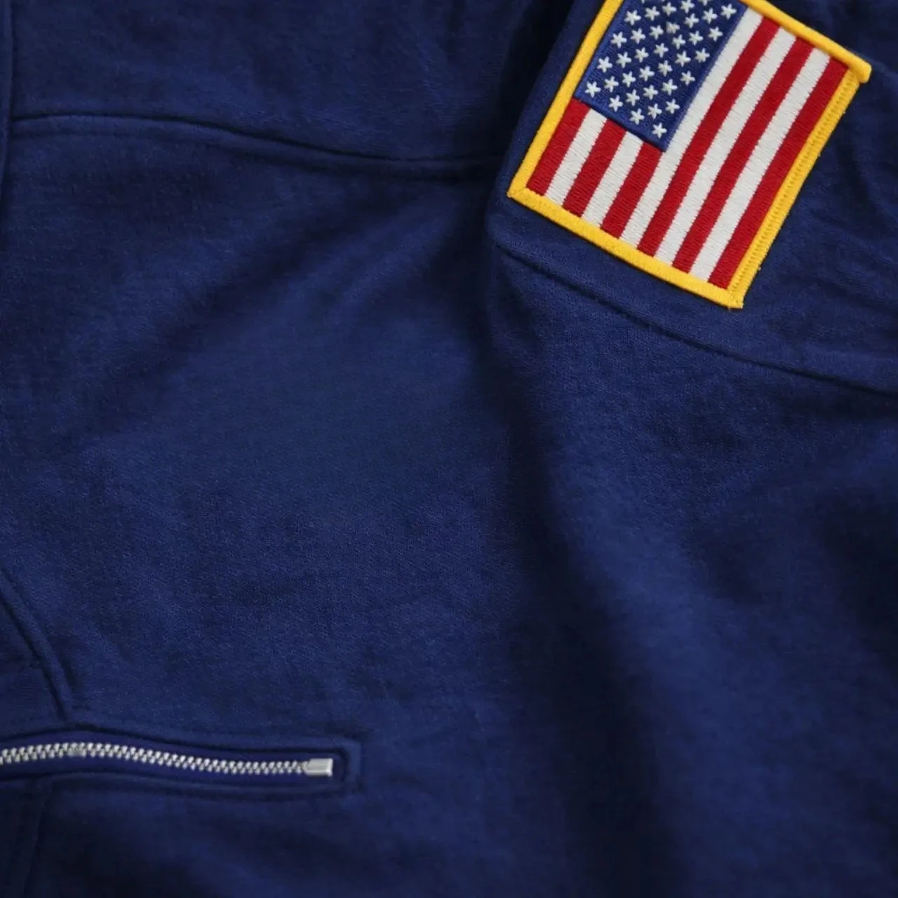 Y2k Navy Quarter-zip Embroidery Flag Graphic T Shirts Long Sleeves Pullover Sweatshirt Streetwear Oversized Men Clothing