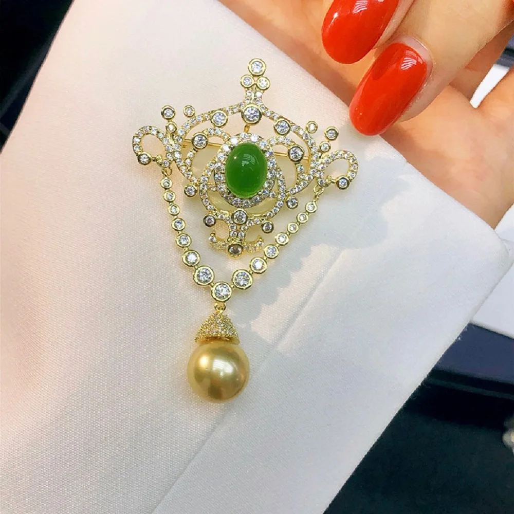 Natural pearl pearl brooch, women's fashion jewelry, retro style, elegant and classic