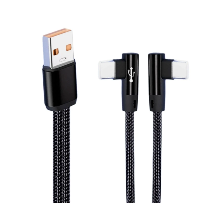  USB Double Type C Fast Charging Cable Angled Connector 5A High Efficiency Cord