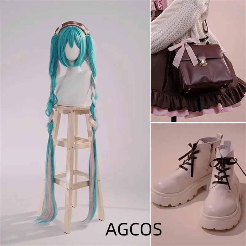 

AGCOS Miku Осенний парик для косплея Miku, аксессуары для косплея, парики для волос Miku Cos, обувь, ботинки