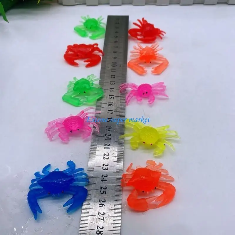 090B 100Pieces Miniature Crabs Figure Toy Rubber Figure Model Marine Fish Toy for Kids Education and School Event Decoration