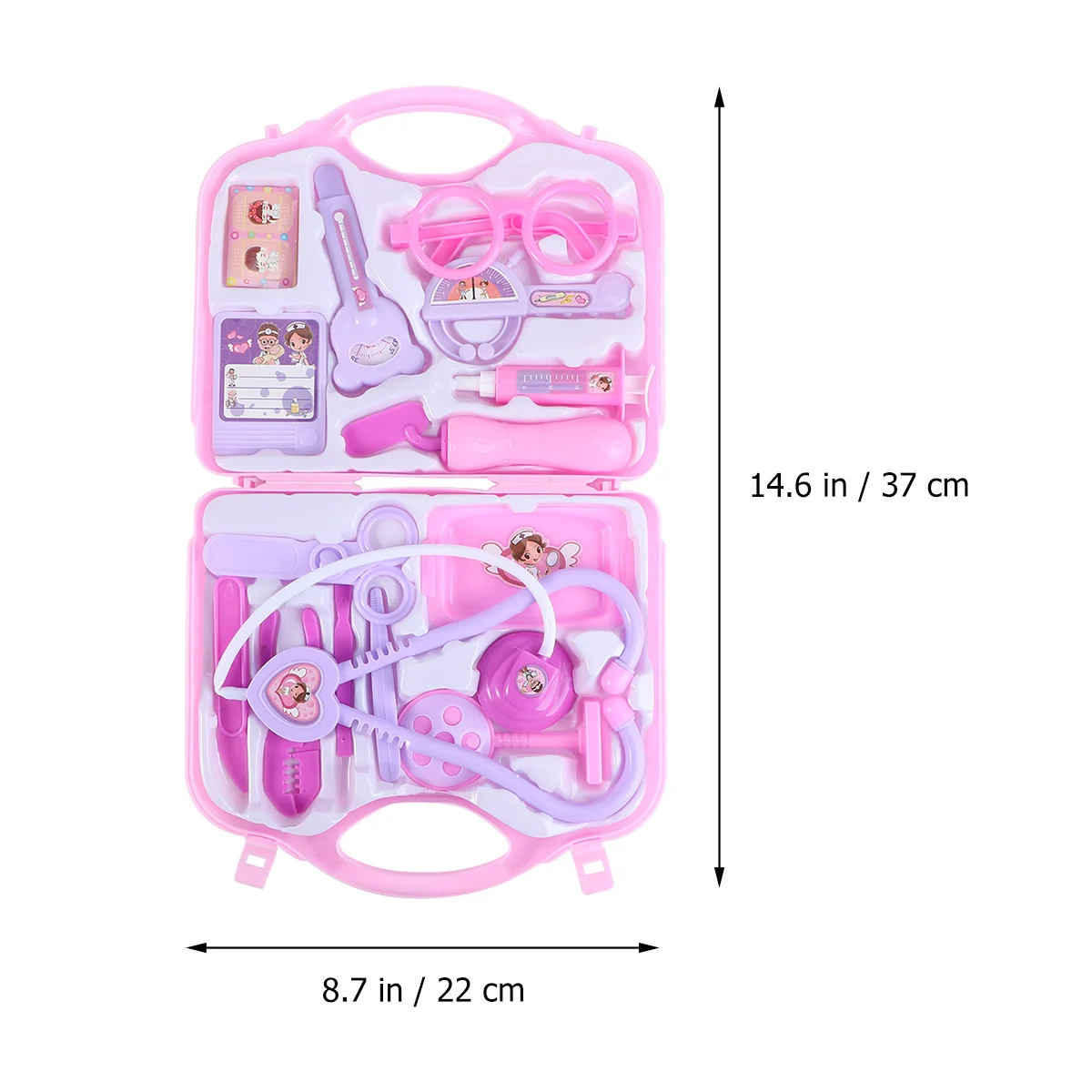 Estetoscopio de simulación rosa, conjunto médico para niños, madera respetuosa con el medio ambiente, juego de simulación duradero, diversión educativa