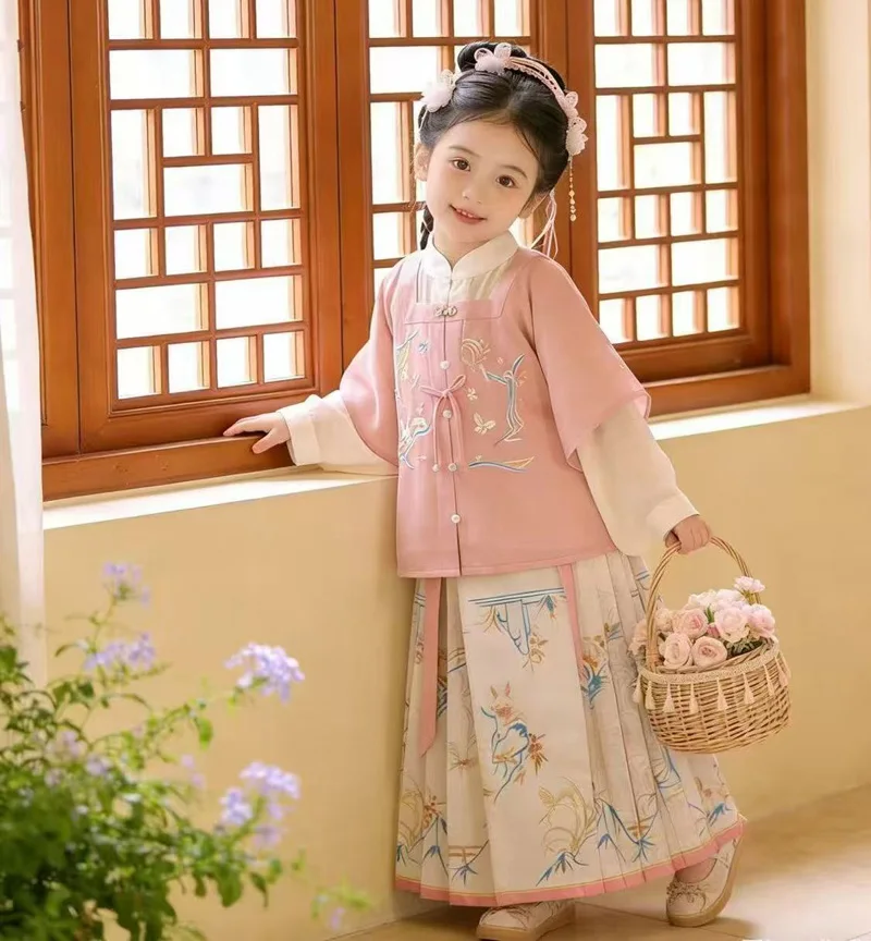 Chinese Hanfu imitates Ming Dynasty girls' horse face skirt set