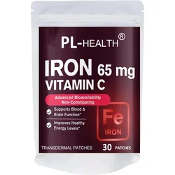 30 Patches Iron Transdermal Patches for Women and Men, with Vitamin C, Blood, Energy, Muscle & Immune System Support