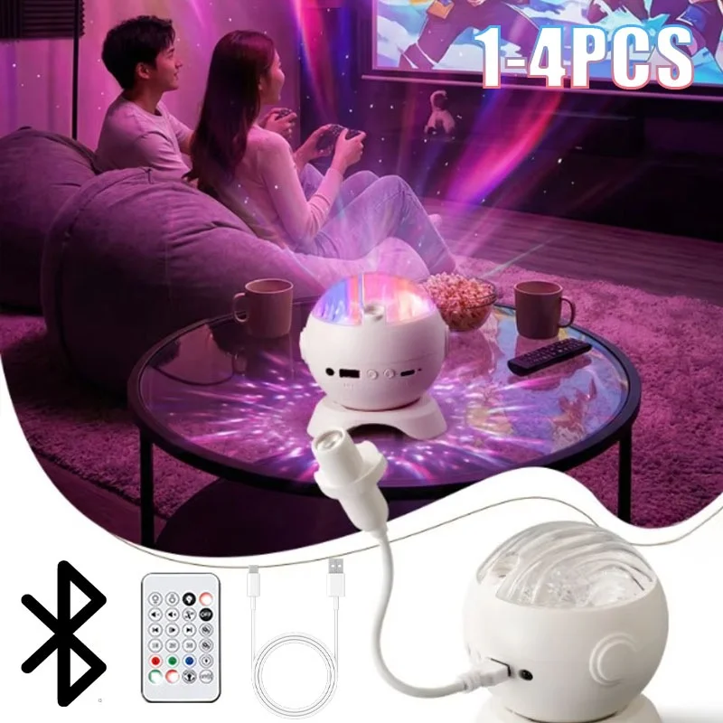 1-4PC Starry Sky Projector with Bluetooth Speaker Control Aurora Night Light for Bedroom Home Theater Party Decor Christmas Gift