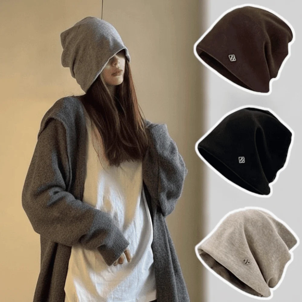 Elastic Slouchy Beanie Hat Thickened Solid Color Korean Style Cap Slouch Stretchable Warm Cold Headwear Joggers