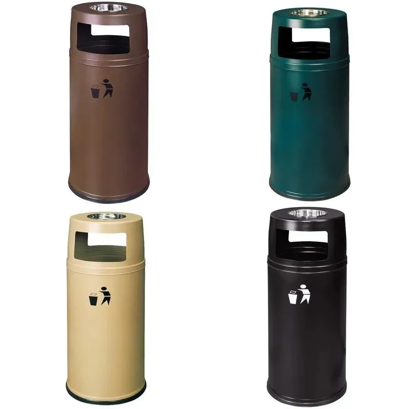 90 liters environmentally friendly uncovered recycled stainless steel round outdoor hotel lobby airport public ashtray trash
