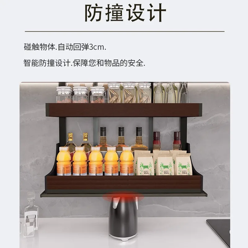 

Intelligent electric voice touch hanging cabinet lifting basket kitchen cabinet vertical pull-down telescopic seasoning basket