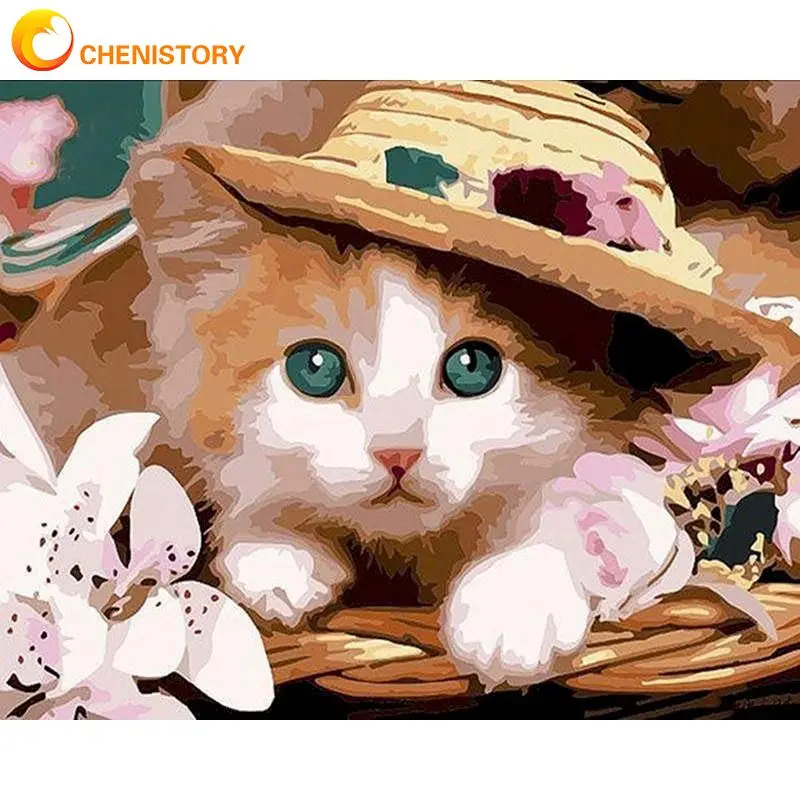 

CHENISTORY Diy Painting By Numbers Handmade Cat Horse Picture Drawing Acrylic Paints For Adults Home Decors Animal For Kids Art