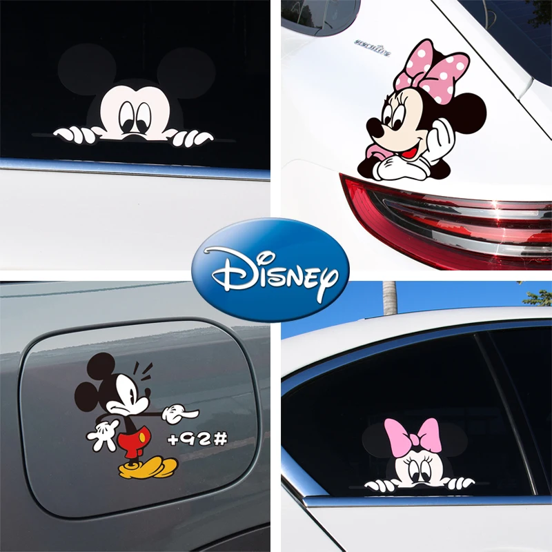 Disney Mickey Minnie Mouse Car Sticker Cartoon Personality Auto Body Decorative Stickers Waterproof Covering Up Scratches Decals