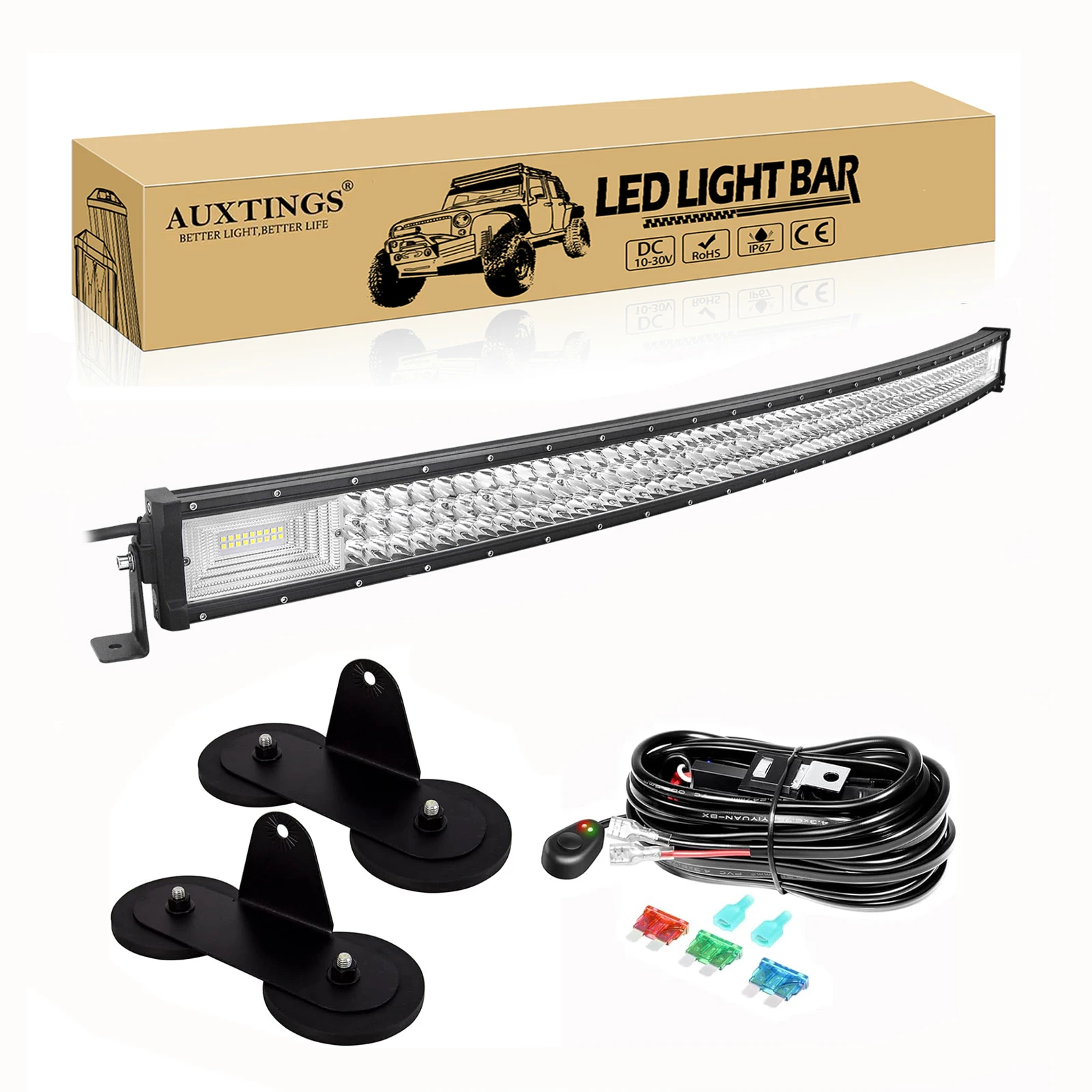 7D 22–52 Zoll gebogene 270 W-675 W Off-Road-LED-Lichtleiste mit starken Magnethalterungen, Draht-Set, 12 V, 24 V, LED-Leiste für SUV, LKW, 4 x 4 Boot – Detail 5