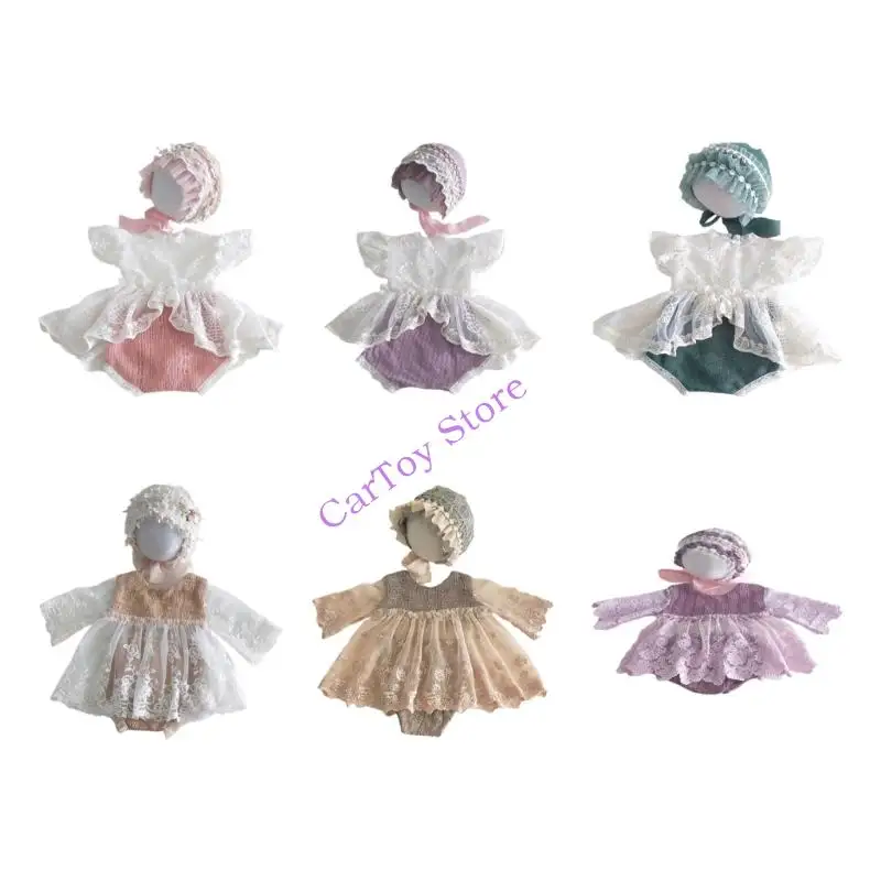 

634f младенческая фотография реквизита Beanie Lace Costum