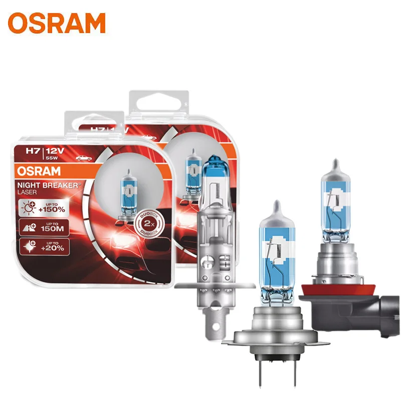 OSRAM Night Breaker Laser H1 H3 H4 H7 H11 9003 9006 HB2 HB3 HB4 Halogen Headlight Next Generation 12V +150% Bright Car Fog Lamp