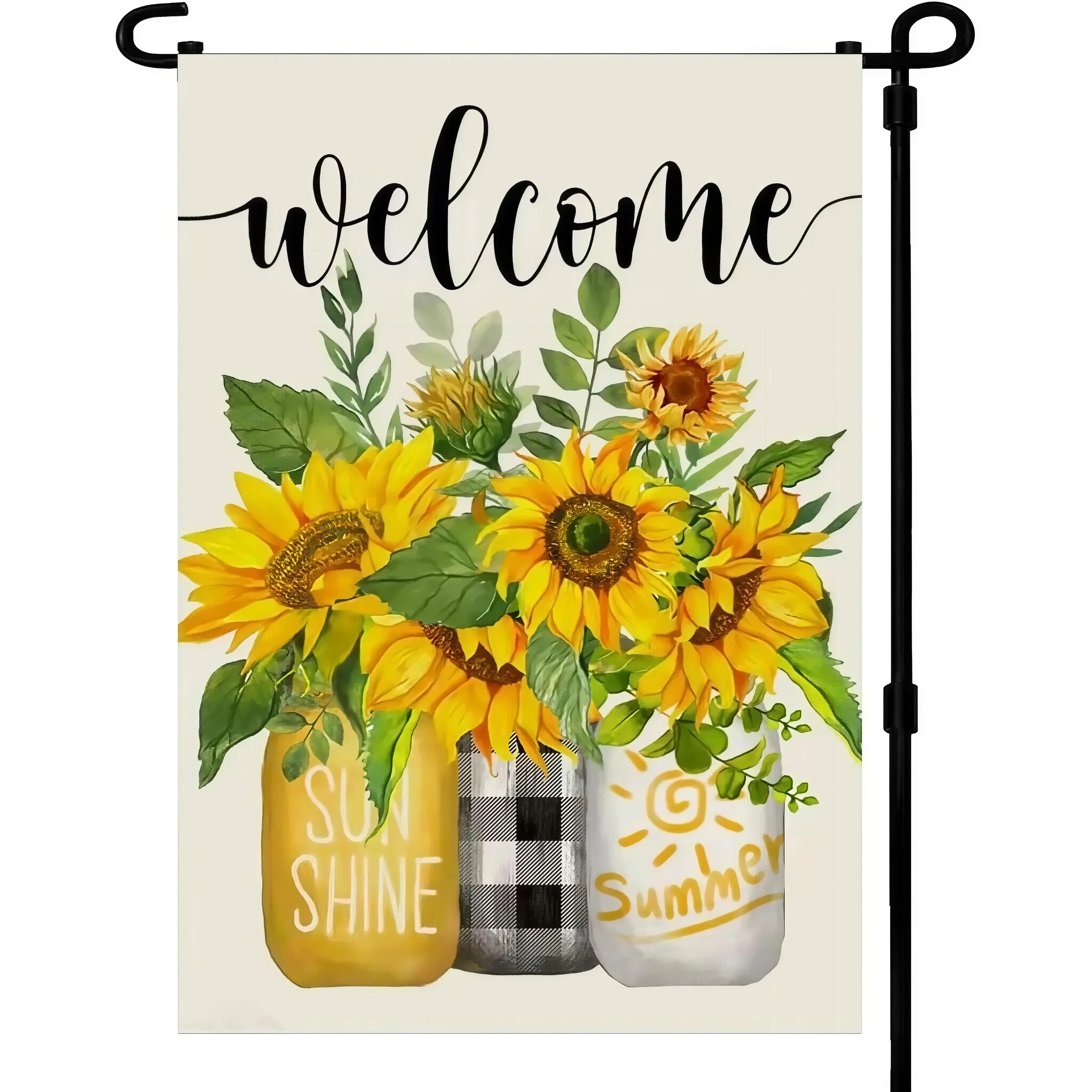 12x18 in Linen Welcome Summer Garden Flag, Double-Sided Small Sunflower Outdoor Flag for Guest Welcome Decoration, No Flagpole Included