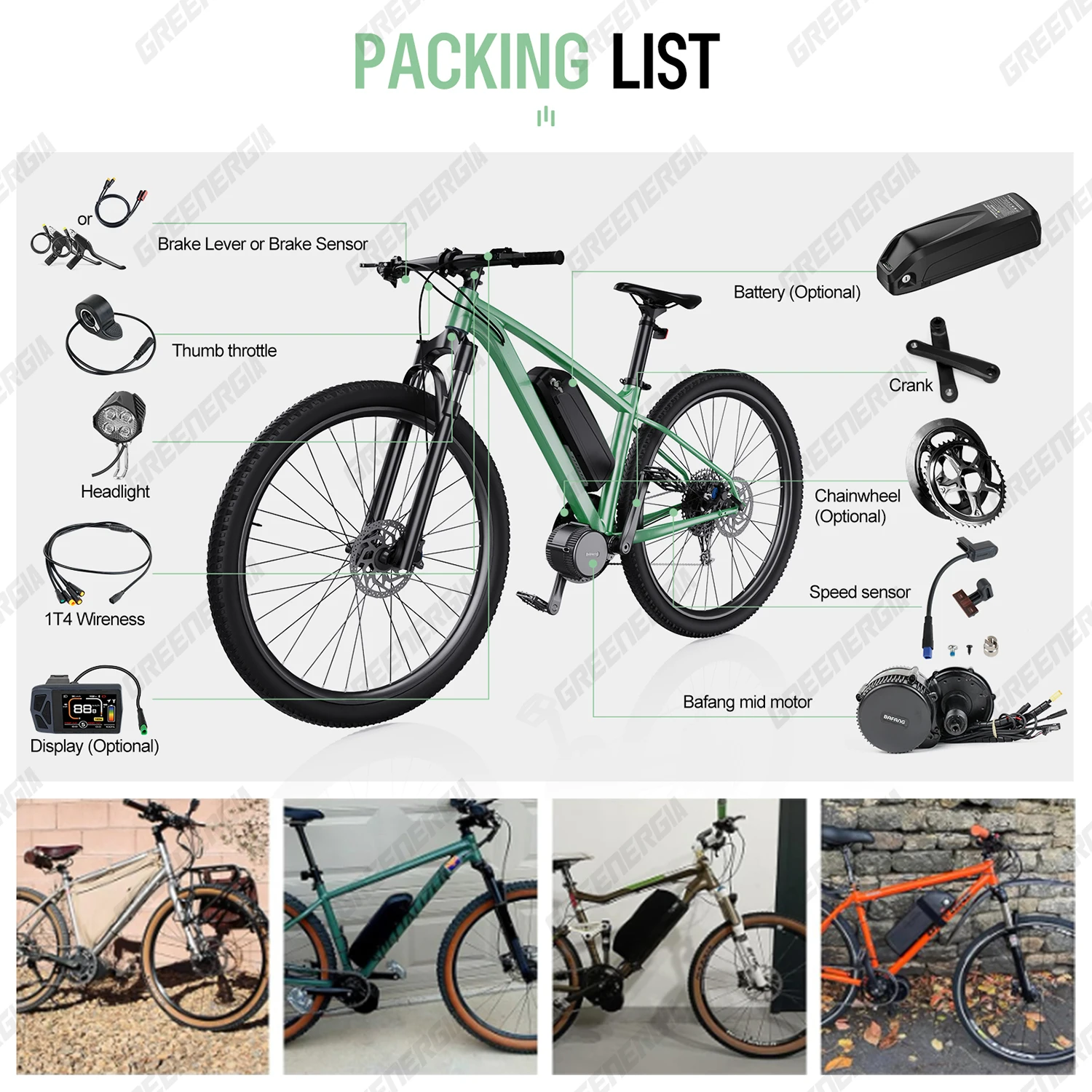 Bafang CAN BBS02B 36 فولت 500 واط منتصف محرك دراجة نارية دراجة كهربائية تحويل أطقم M315 صالح مع بطارية 36 فولت 13Ah 17.4Ah 24Ah