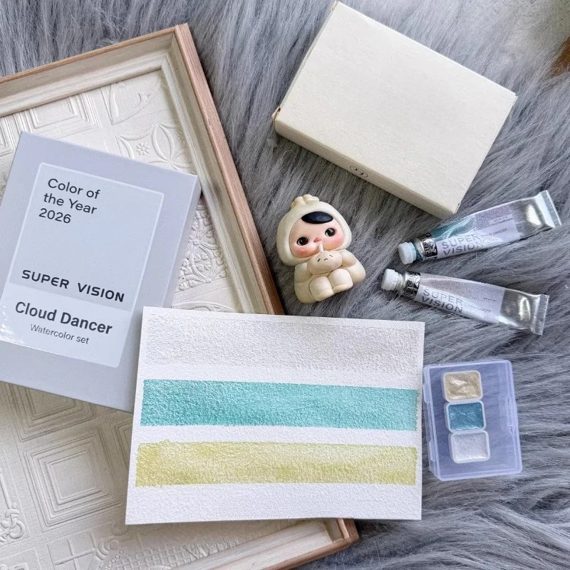 

2026 NEW SUPER VISION Cloud Dancer Pearlescent Watercolor Paint 3-color Set College Student/Artist Travel Painting Art Supplies