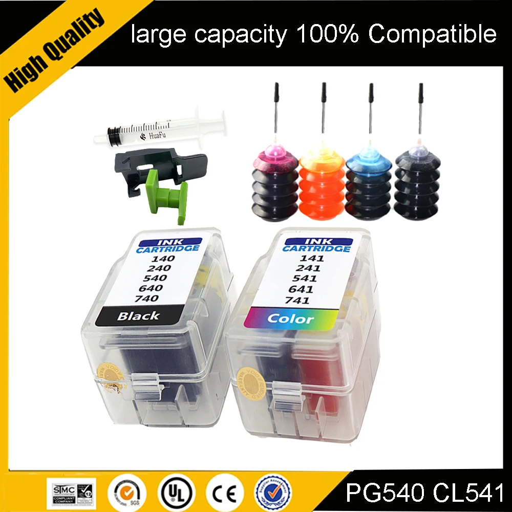 Cartouche d'encre intelligente PG540 CL541, Compatible avec Canon Pixma MG2100 MG2140 MG2150 MG2155 MG2200 MG2250 MX525 PG-540 CL-541