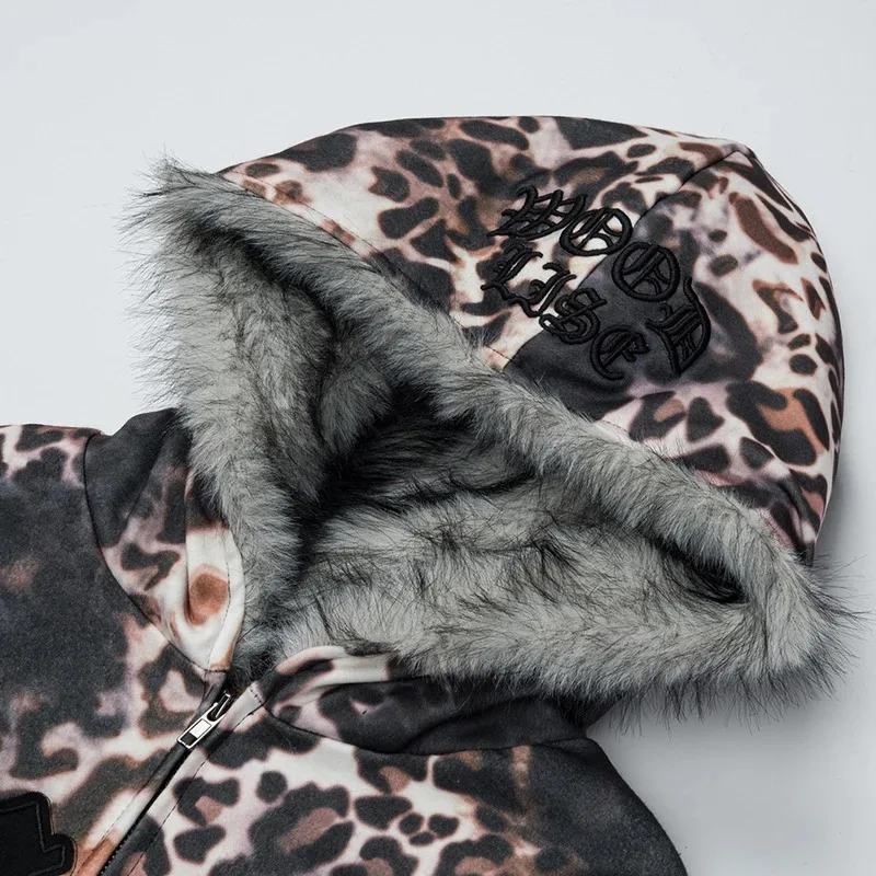 الرجال السترات الشتوية معطف الفهد رشاقته أفخم الدافئة سترات خمر المتضخم الهيب هوب مبطن الستر أبلى #4