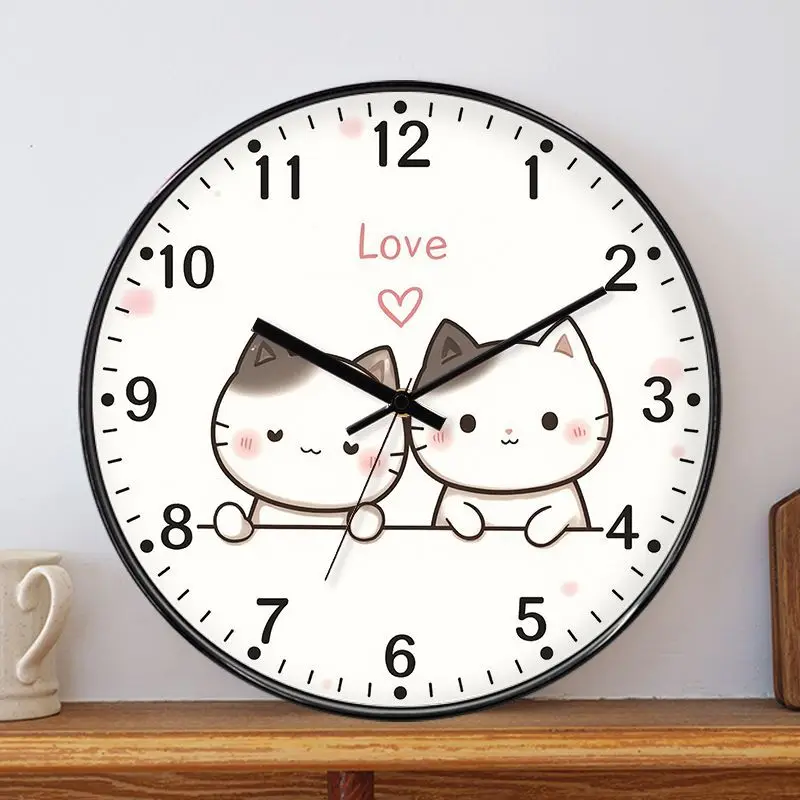 

Cat Cartoon Clock Warm Home Love Clock Silent Living Room Wall Cute Cat Creative Quartz Clock Home Essentials
