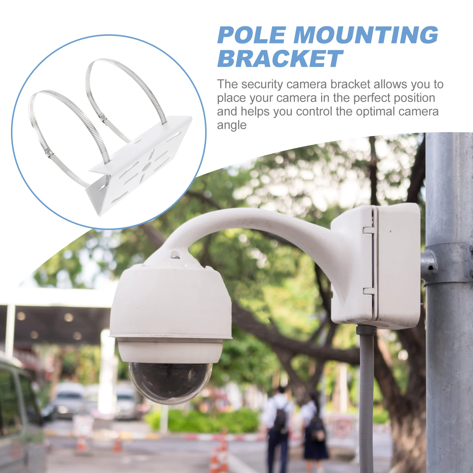 

Hoop Column Bracket Easy Installation Mount with Hoops Adapter Practical Vertical Pole Mounting Cameras Steel Plate Wall