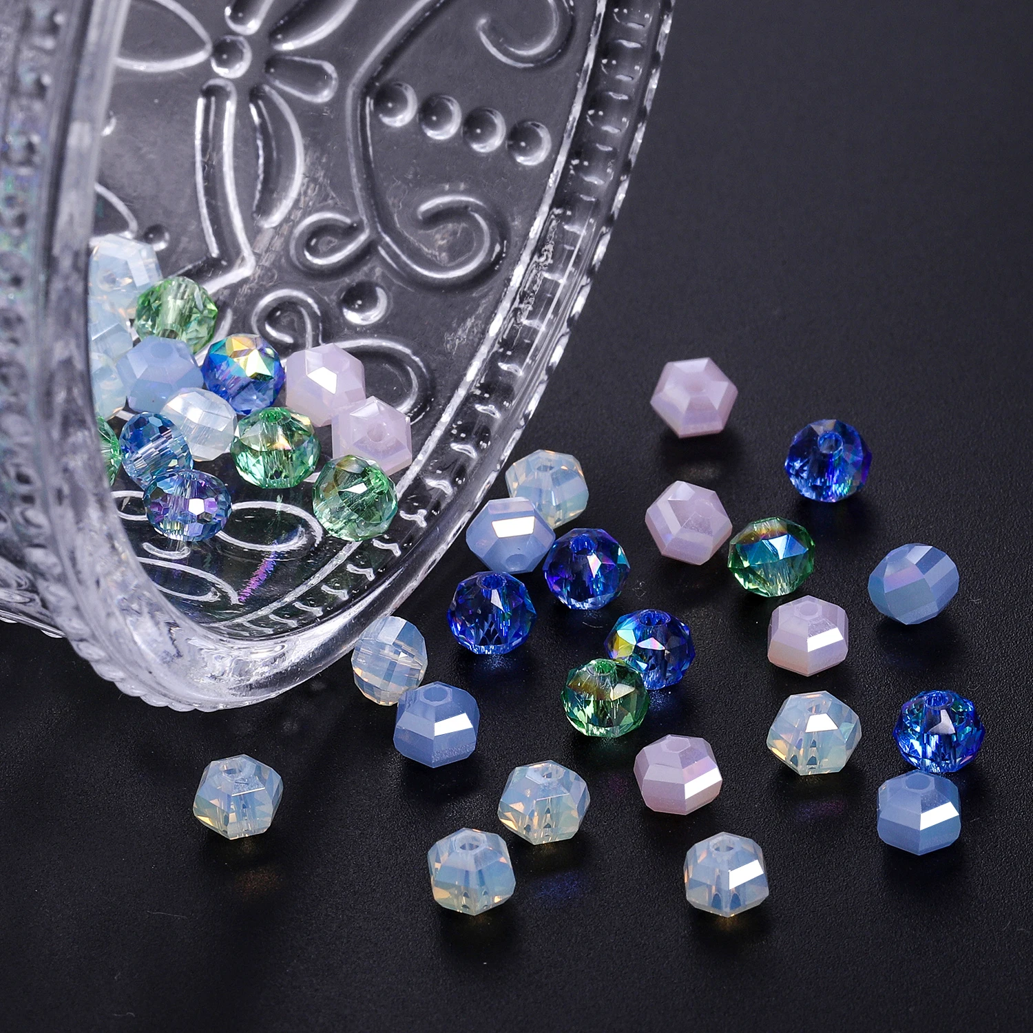 Mixed Color 6x4.5mm 56pcs Wheel Shape Crystal Glass Beads Faceted Round Glass Loose Beads For Jewelry Making DIY Bracelets