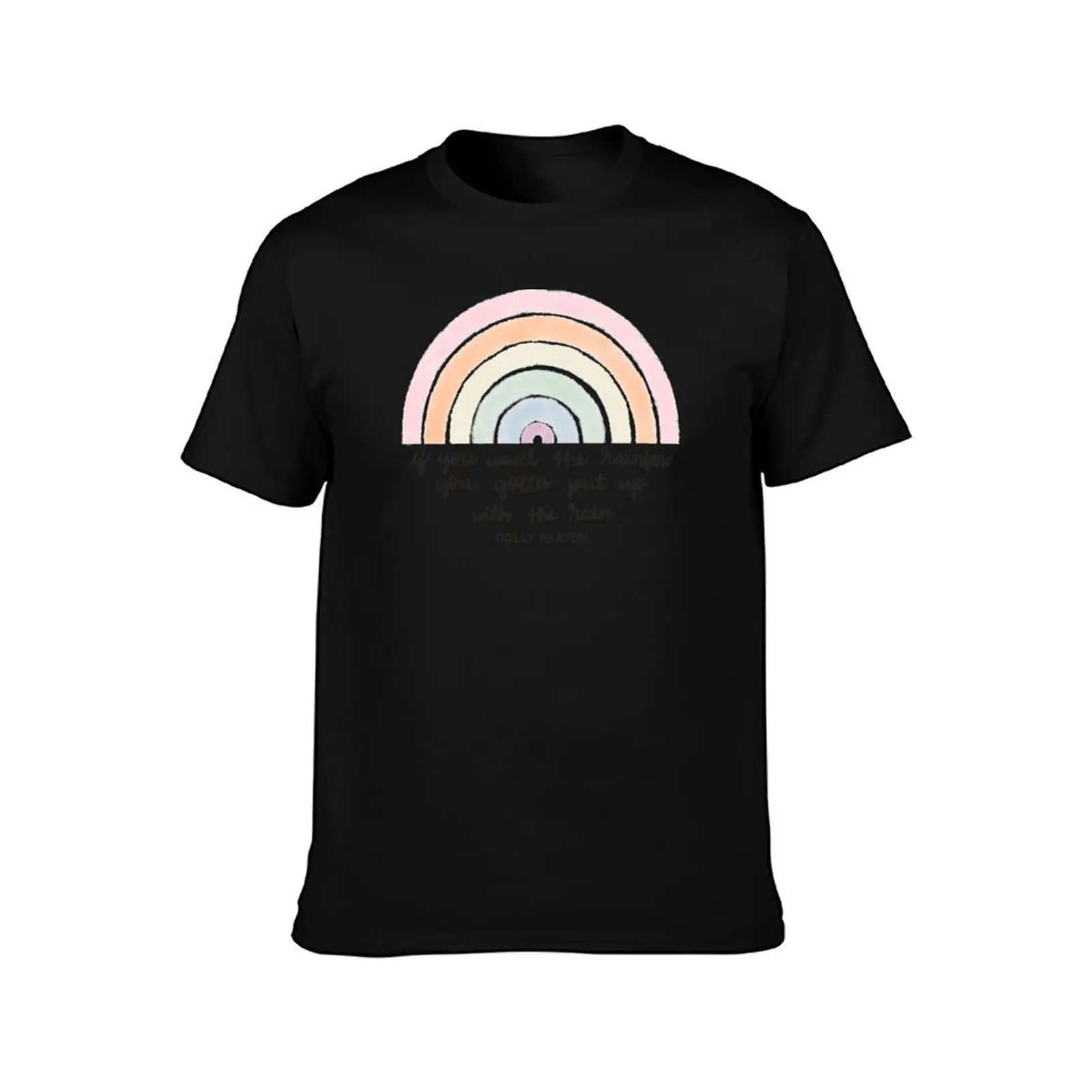 Rain and Rainbows - Dolly Parton Quote T-Shirt Summer Casual Cotton Tee Oversized Streetwear Tops Vintage Graphic Print