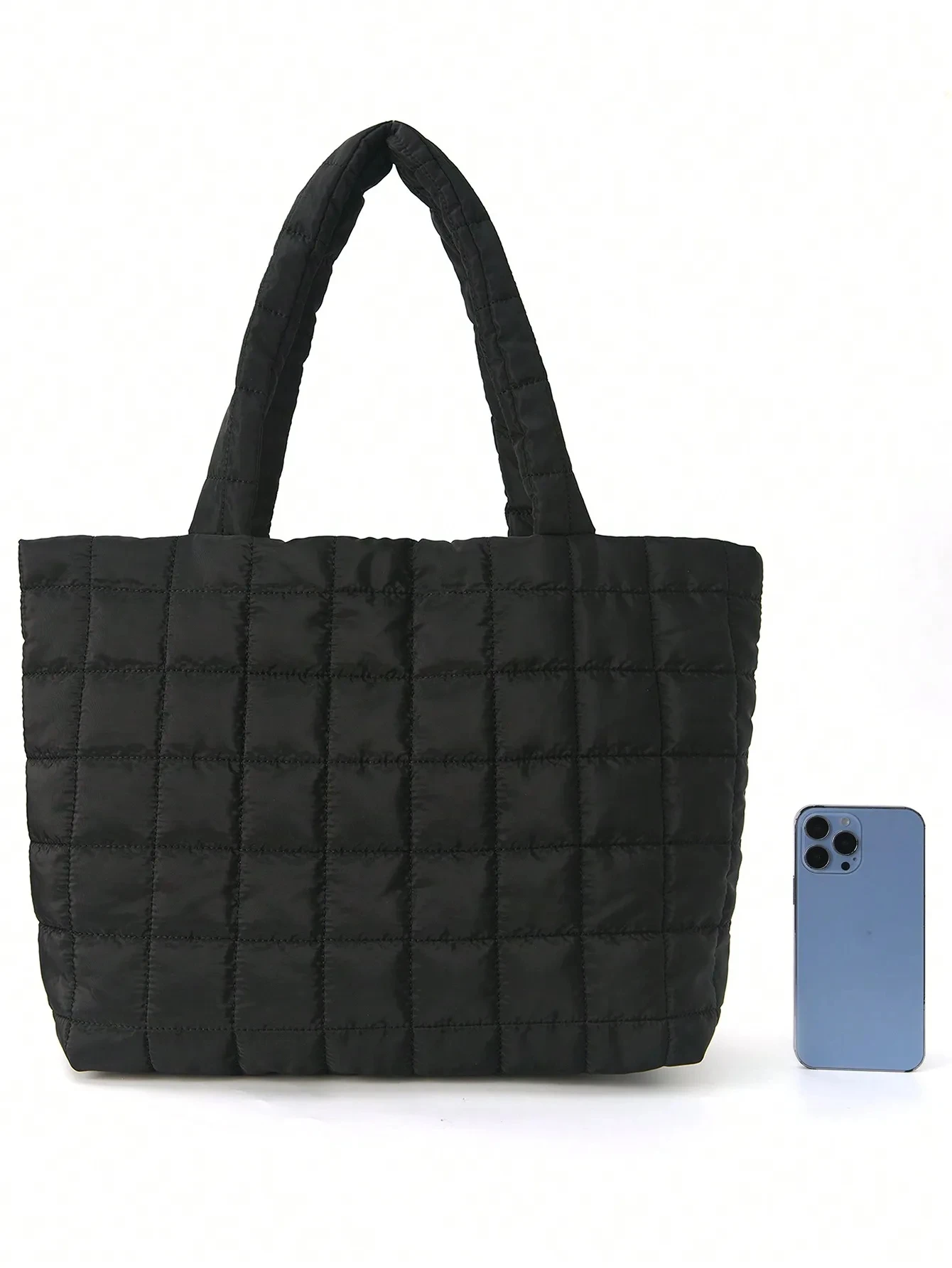 Gesteppte, gepolsterte Nylon-Tragetasche, große Kapazität, weiche Gitter-Schulterhandtasche, leichte Allzwecktasche für Arbeit, Einkäufe, tägliche Reisen – Detail 7