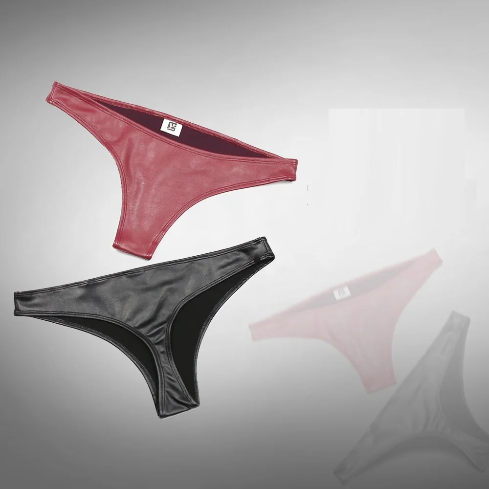 Women Lady PU Leather Sexy Shorts T Crotch Low Waist Briefs Slim Tight