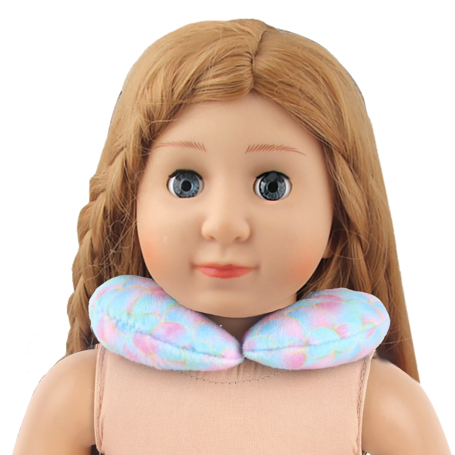 ドールアクセサリー カラフルな絞り染めネックピローとアイマスクセット 魚の鱗模様ネックピロー 18インチアメリカン＆OGドール用