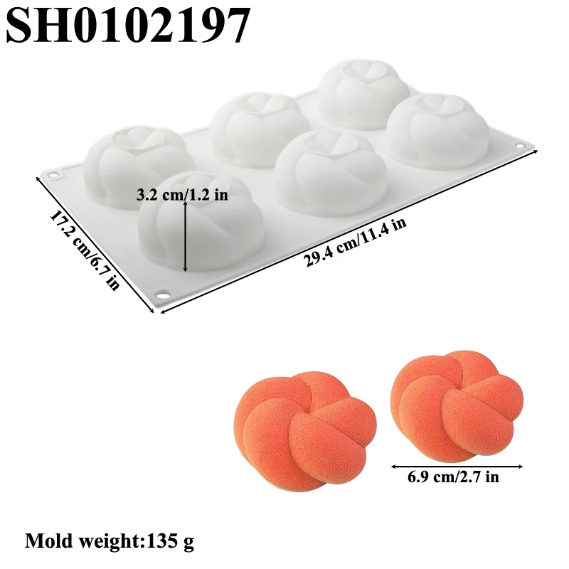 6-Cells Round 5 Petal Twisted Mousse Cake Molds French Mousse Dessert Moulds Food Grade Silicone Molds Kitchen Cake Baking Tools