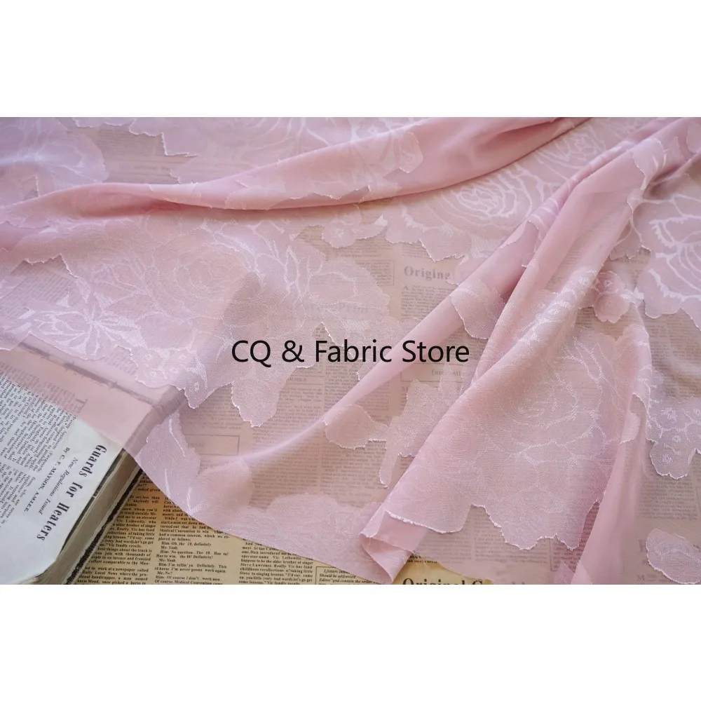 Elegant Floral Soft Jacquard Chiffon Fabric for Wedding Dress, Skirts, Blouse, Dance Costumes
