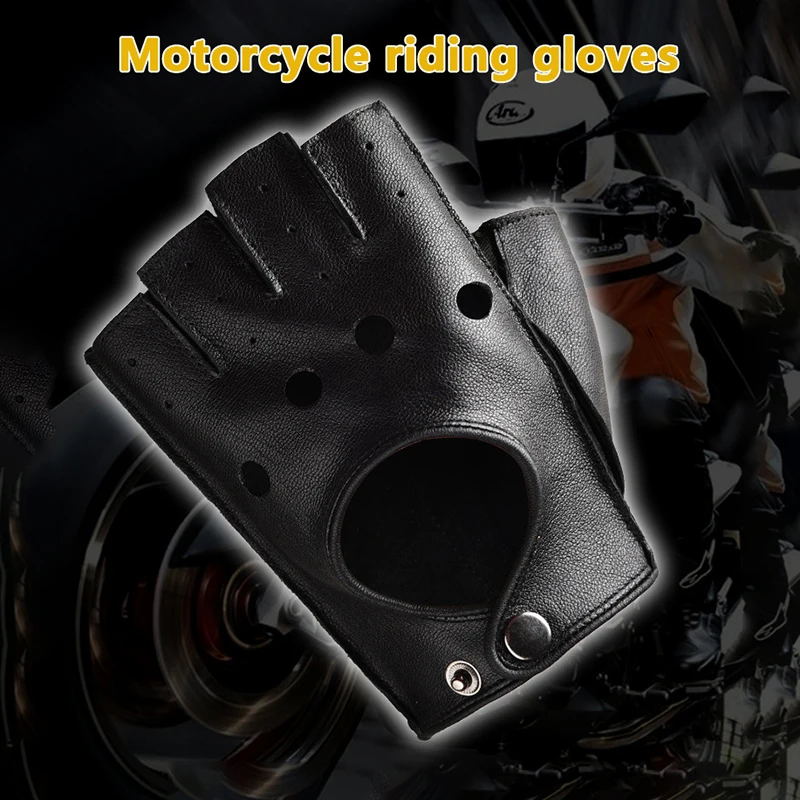 Mens Fingerless Half Finger Driving Fitness Motorcycle Cycling Goatskin NEW Men Pu Leather Gloves Mittens