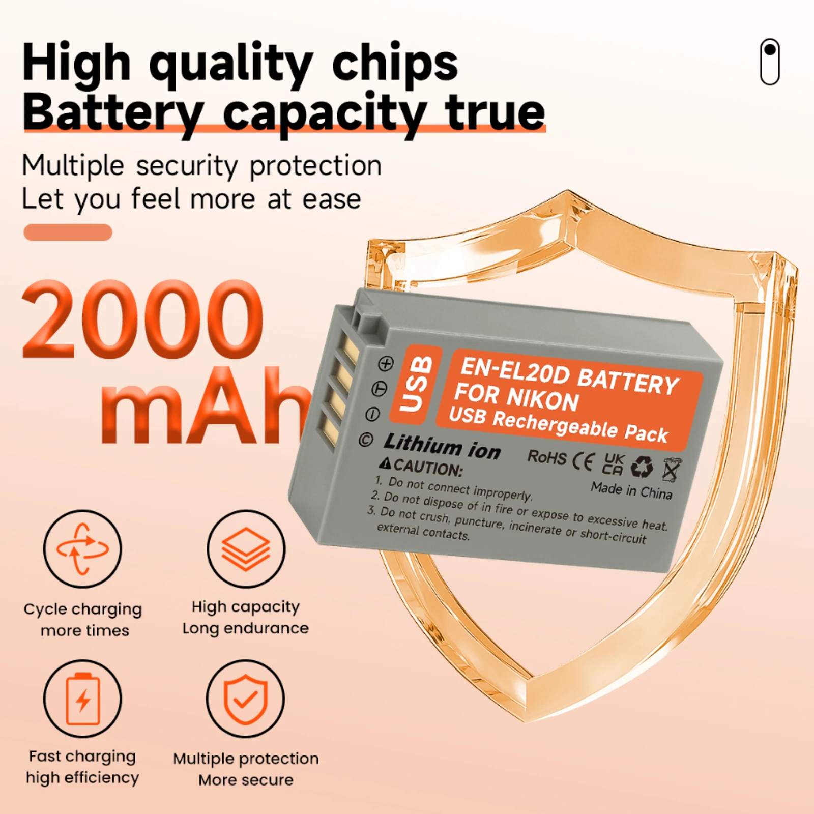 니콘 쿨픽스 P1000 P950 1 J1 J2 J3 1 S1 1 V3 AW1 DL24-500 카메라용 PALO EN-EL20 EN EL20 EN-EL20A USB 충전 배터리