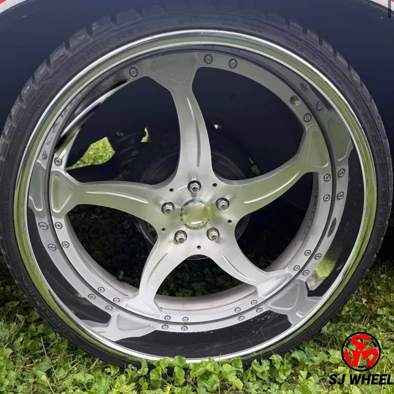 18x10 Inch T6061 2-Piece Chrome Gold Rivet Forged Wheels 5x120.65 Deep Dish Alloy Rims Aftermarket Parts For Classic Muscle Vehi