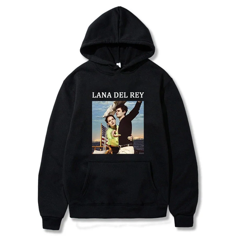 

Lana Del Rey Hoodie impresso com gráfico LDR para homens e mulheres, streetwear casual, gola redonda, pulôver plus size, nova mo