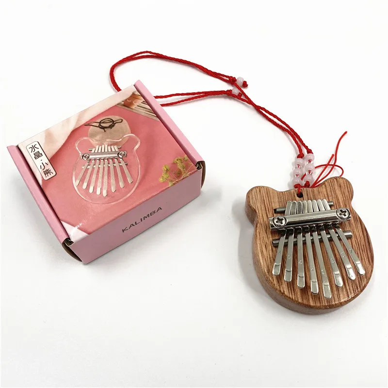 Solid wood 8-tone mini thumb fiddle, finger fiddle crystal Karimba instrument gift