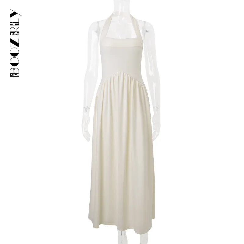 BoozRey 2024 Summer Fashion Patchwork Long Dress Women Square Collar Sleeveless Splicing Maxi Robes Lady Party Evening Dresses