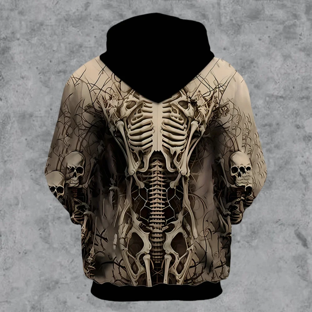 Fashion 3D Skull Print Hoodie Men Punk Harajuku Sweatshirts for Men Blouse Comforts Kangaroo Pocket Long Sleeve Men's Clothing