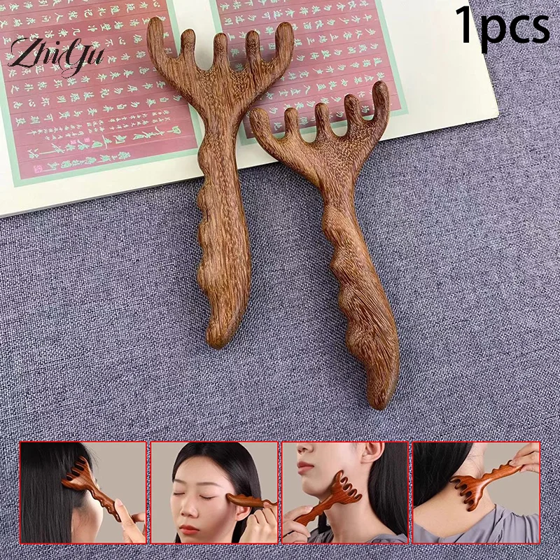 

MultiFunctional Wood Therapy Massage Comb Scalp Head Massager Natural Sandalwood Circular Tooth Guasha Scraping Body Massager