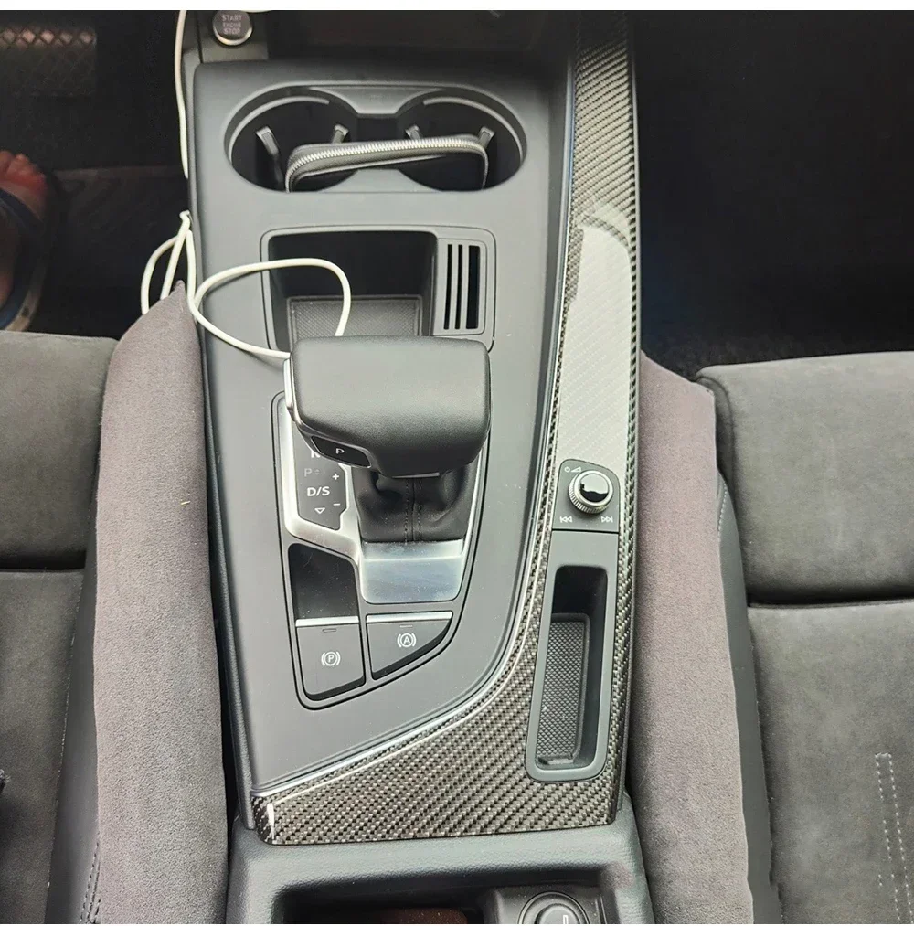 7pcs Carbon Fiber Gear Shift Decor Frame Interior Door Panel Trim for  A4 B9 A5 S5 S4 2017-2025 Car Interior Accessories