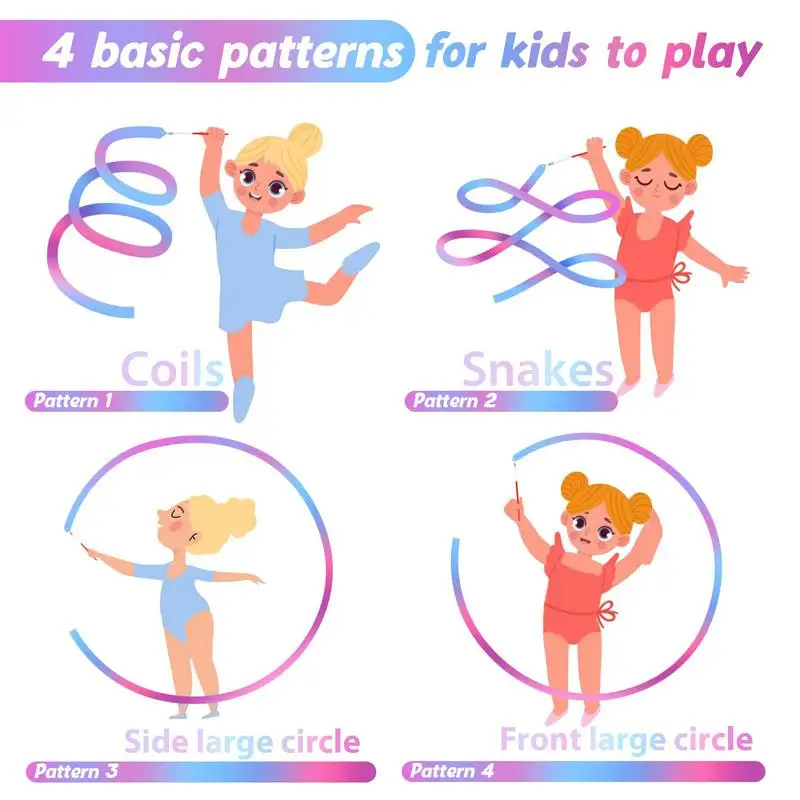 Art Gymnastics Ballet Dance Ribbon with Twirling Stick Kid Sport Performance Stage Show Prop Rainbow Stick Training Rhythmic