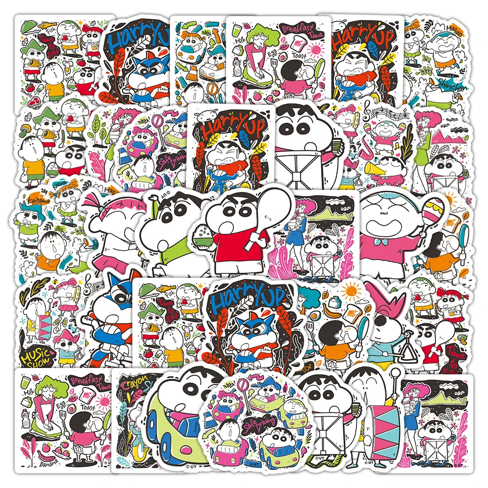 

10/30/50pcs Crayon Shin-chan Anime Stickers Funny Cartoon Colorful Graffiti Decals Toy Stationery Luggage Phone Kids DIY Sticker