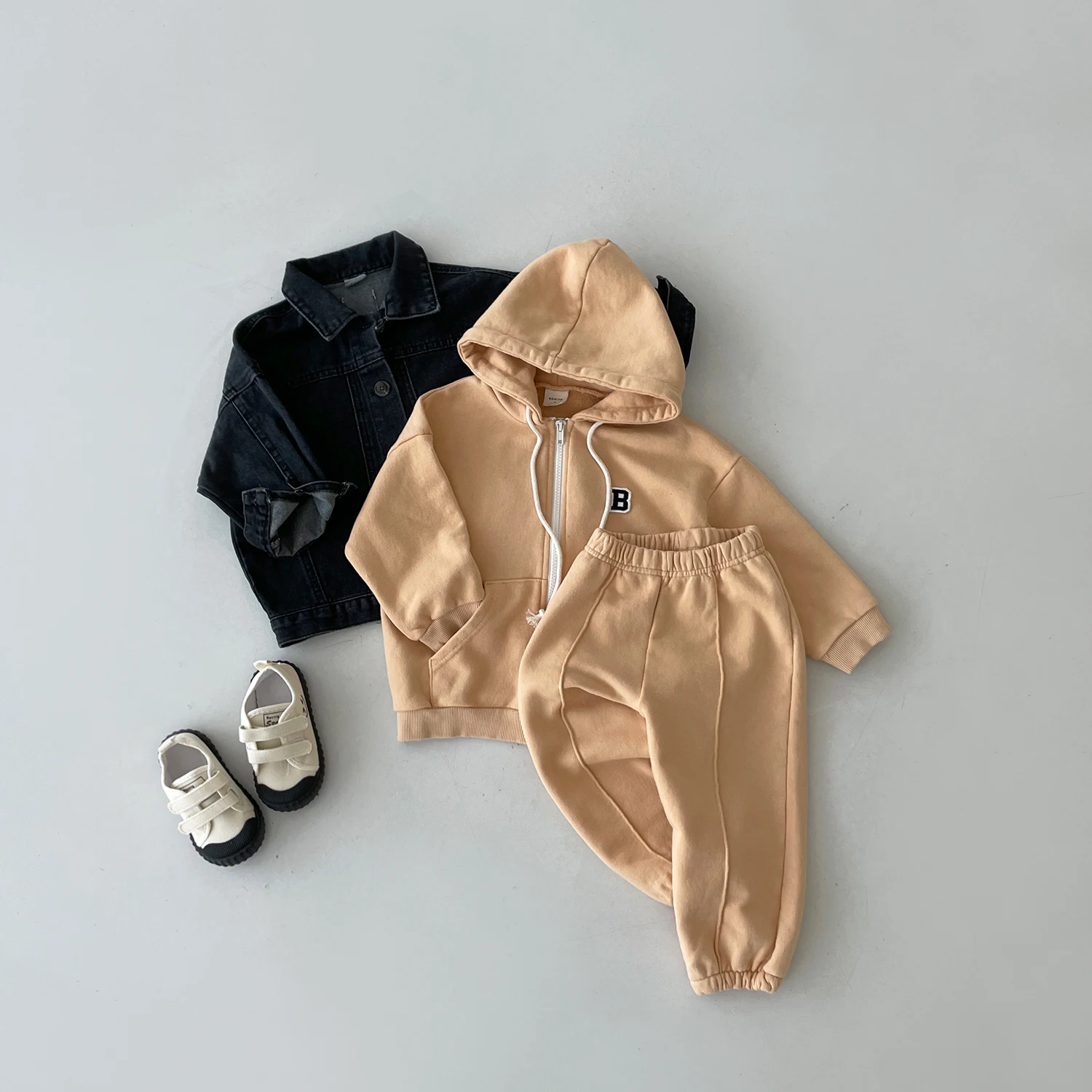 2023 New Baby Casual Tracksuit Children Boys Cotton Zipper Hooded Jacket+Jogger Pants 2Pcs/Set Kids Girls Leisure Sports Suit