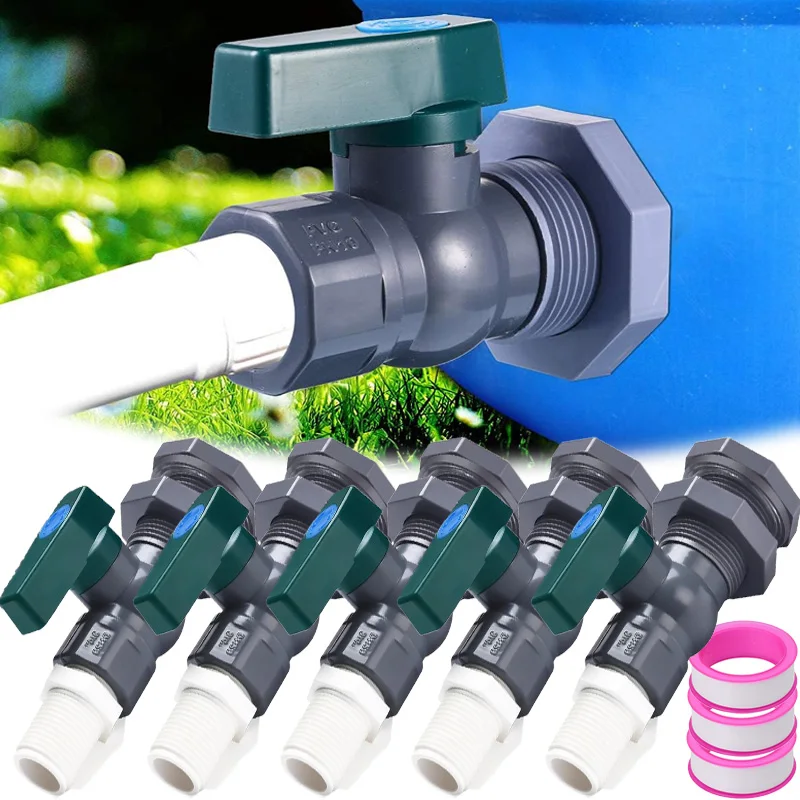 

Комплект переключателя дождевой бочки из ПВХ с внутренним соединением Комплект патрубок для водопроводной бочки Адаптер для фитинга с уплотнительной лентой Фитинг для шланга