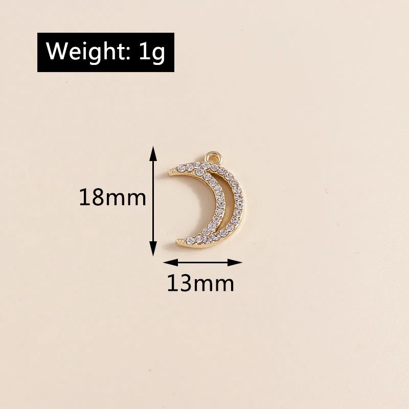 Leslie 5 Stück Exquisite Gold Silber Farbe Kristall Halbmond Sterne Charms für Ohrringe Armband Halskette DIY Schmuck Anhänger – Detail 11