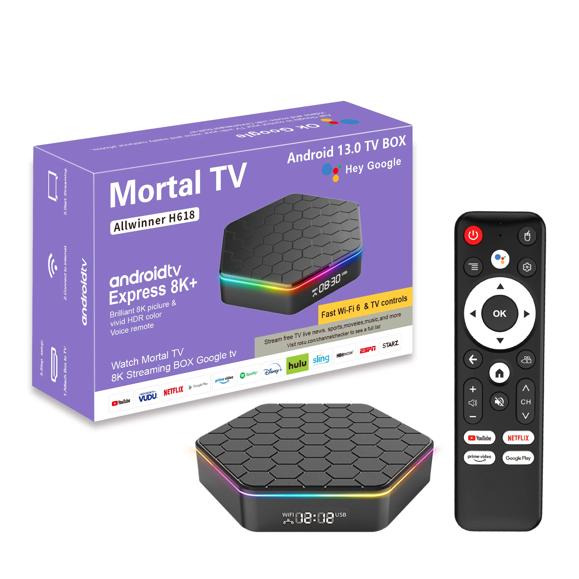 Global Version Mortal T6 Smart TV Box Streaming Media Player Android12 Wifi6 Chromecast Bluetooth 4K HDR10 AllWinnerH618 4G32G