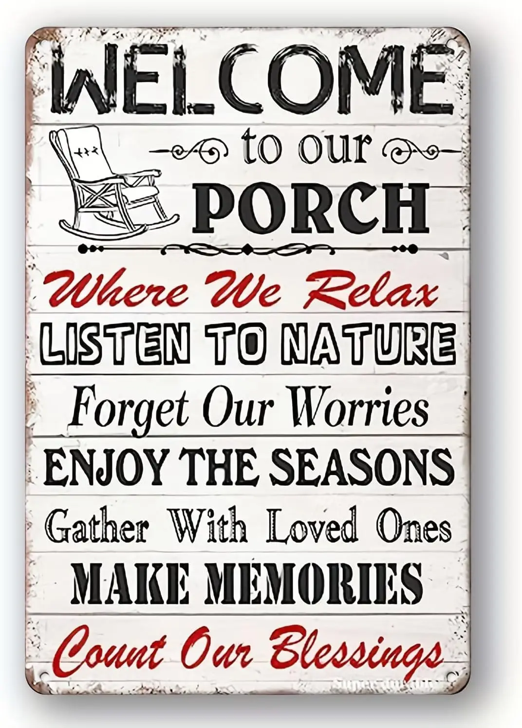 Vintage Metal Tin Sign Ornament, Vintage Metal Tin Sign Welcome To Our Porch Home Backyard Decor Yard Rules Pool Sign Farmh sign